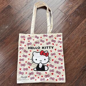 Sanrio Hello Kitty Beige Tote with Pink and Red Accents